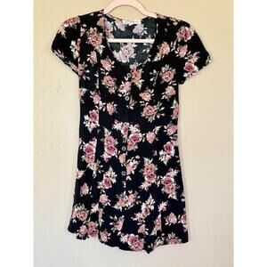 Rewind Floral Dress Women's Sz S Floral Black MIDI Cottagecore Romantic 540D